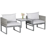 3-in-1 Chair Coffee Table 3-seater Sofa W/ Steel Frame