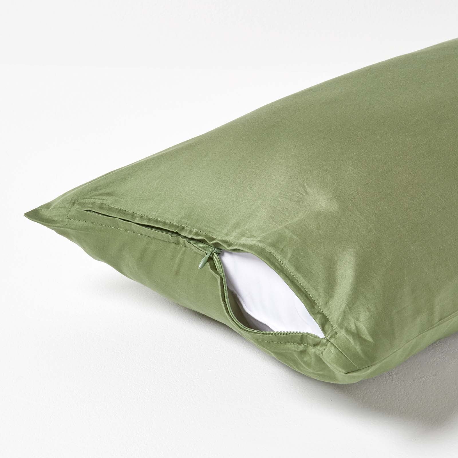 Organic Cotton European Size Pillowcase 400 Tc | 40 x 80cm | Moss Green