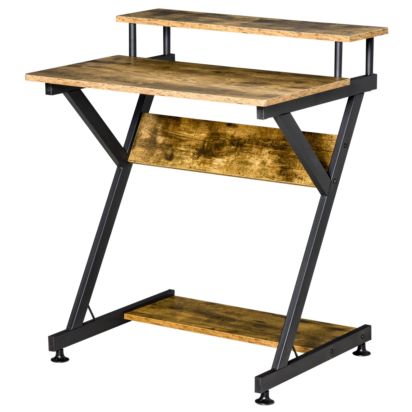 Home Office Desk With Storage, Gaming Table, Brown | Small | Brown