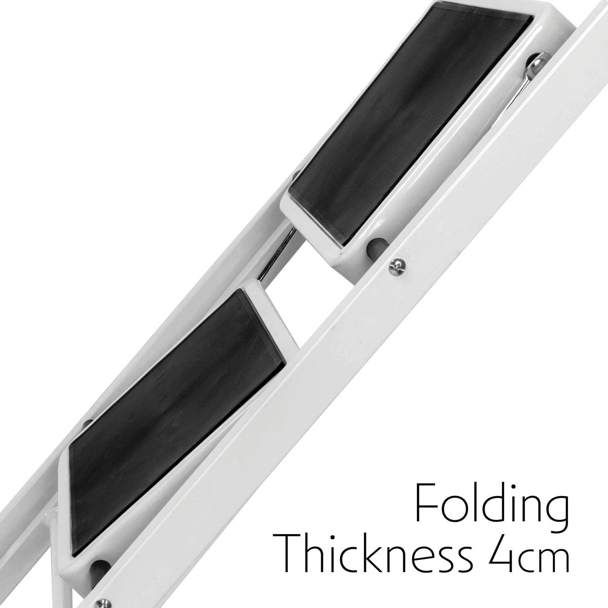2 Step Ladder, Heavy-duty Steel Folding Home Diy Step Stool With Wide Non-slip Steps & Anti Slip Feet 150kg Capacity | 2 Step | White