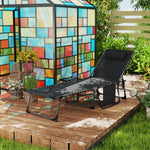 Folding Sun Lounger With 5-level Reclining Back, Side Table | Black