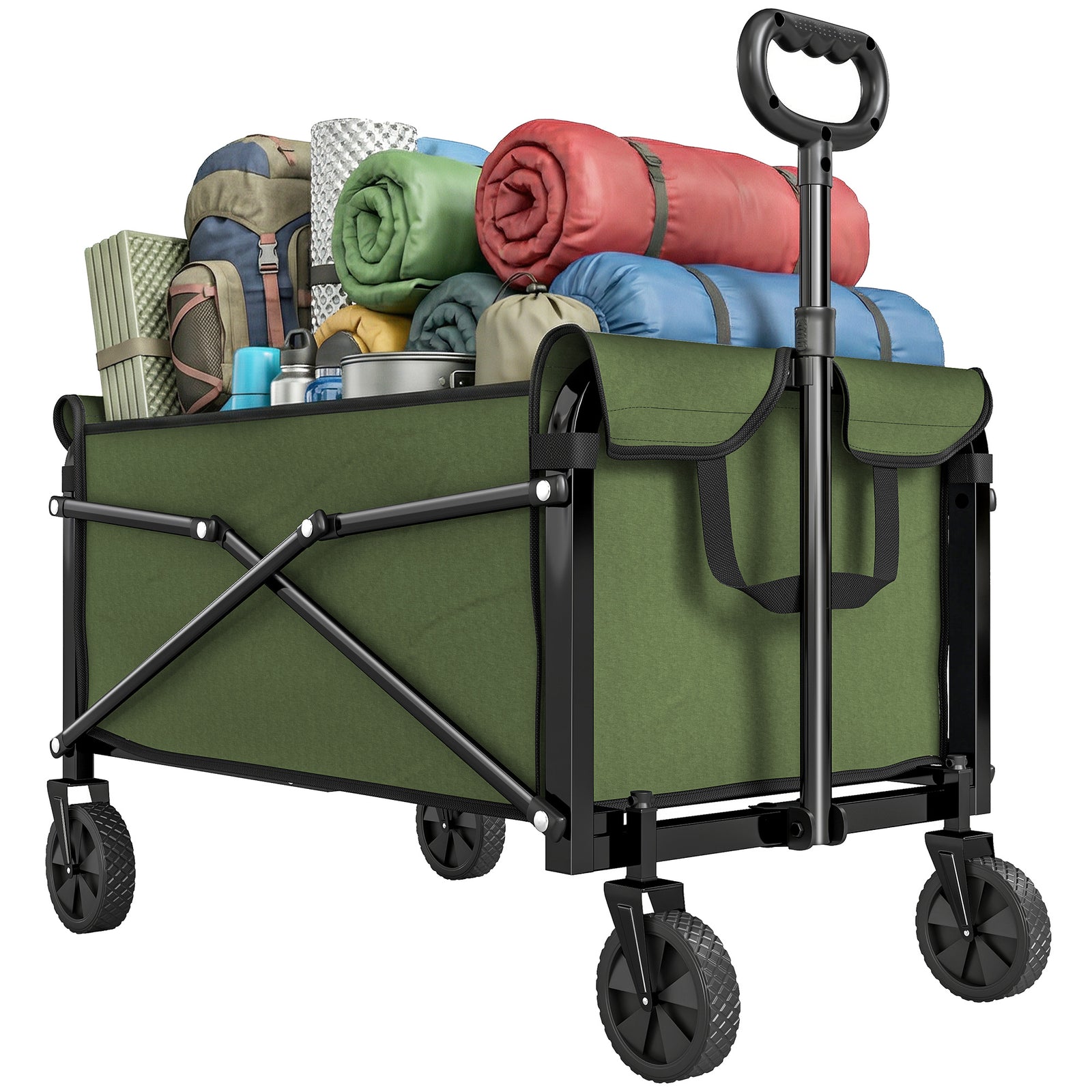 81l Festival Trolley On Wheels, Garden Folding Trolley Cart | Green