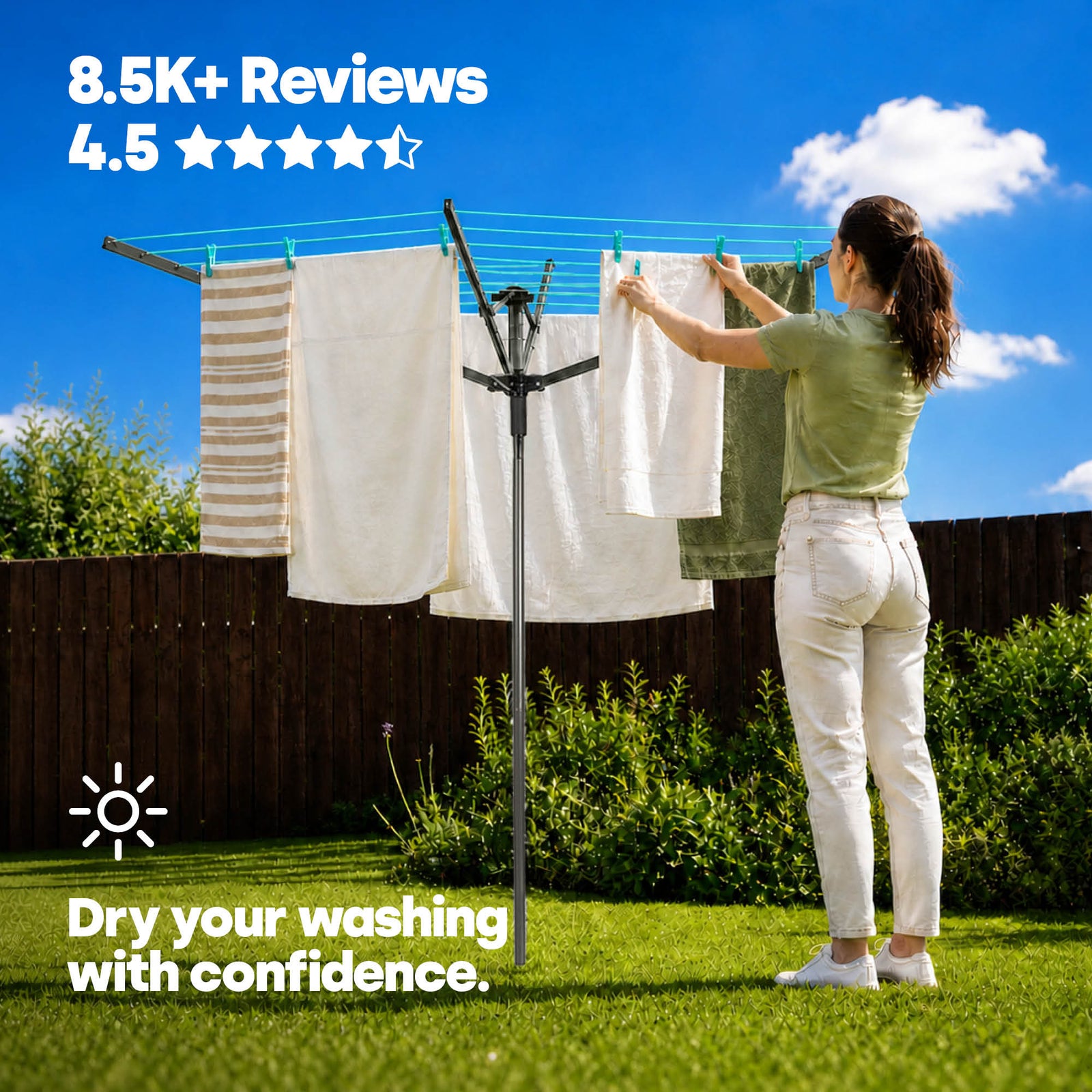 4-arm Rotary Clothes Airer - Charcoal