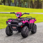 12v Electric Quad Bike For Kids W/ Led Headlights, Music | Pink