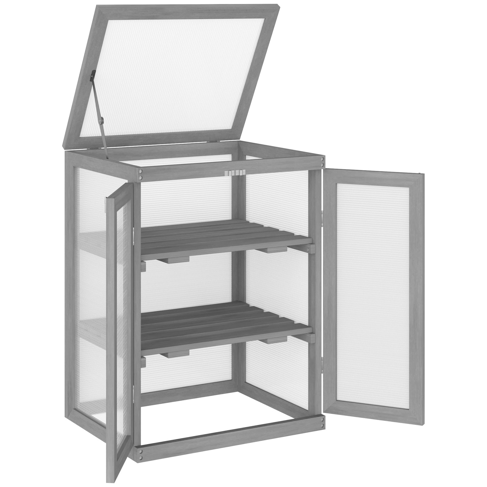 Mini Wood Greenhouse Cold Frame Plant Box (3 Types) | Dark Gray