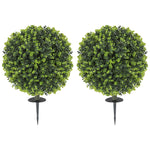 HOMCOM Set Of 2 40cm Artificial Boxwood Topiary Ball Bush For Indoor Outdoor