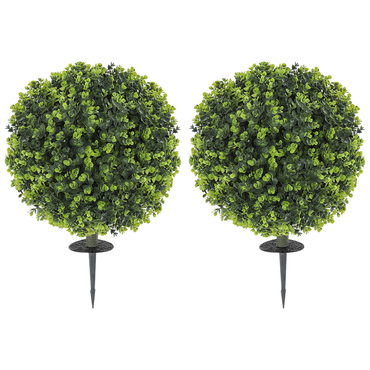 HOMCOM Set Of 2 40cm Artificial Boxwood Topiary Ball Bush For Indoor Outdoor