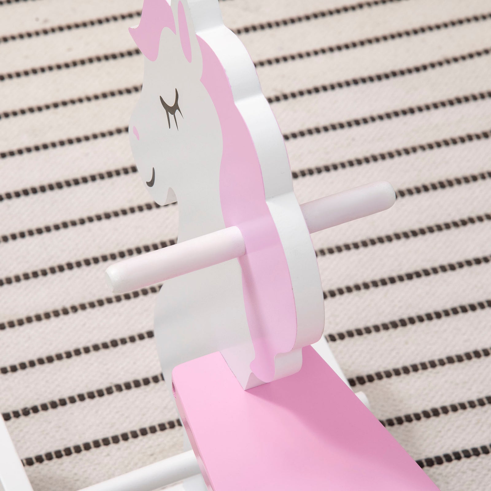 Kids Ride-on Toy Rocking Horse W/ Handlebar, Foot Pedal - Pink