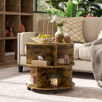 2 Tier Round Coffee Table With Shelves | Brown