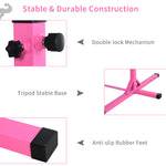 Adjustable Kids Gymnastics Bar Horizontal Training Steel Frame Wood | Pink