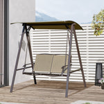 2 Seater Garden Swing Chair Outdoor Canopy Swing W/ Shade | Brown
