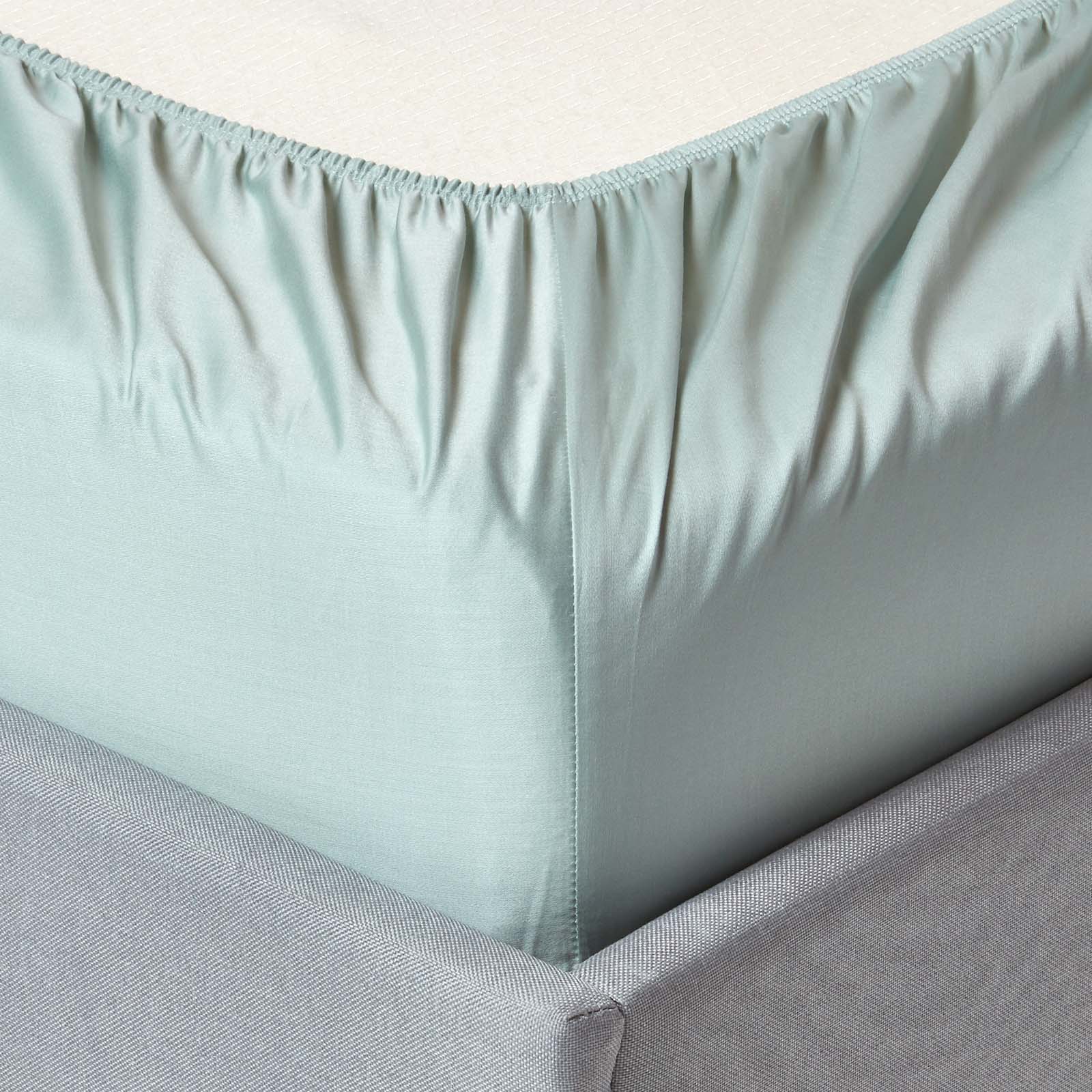 Organic Cotton Deep Fitted Sheet 18 Inch 400 Tc | Super King | Duck Egg Blue
