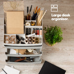 Livivo Large 3 Drawer Desk & Detachable Tray Set - Grey