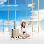 56x45x25cm Large Cabin Carry On Case - Overhead Luggage Suitcase - 4 Spinner Wheels - Abs Hard Shell Cabin Bag | Cabin | Champagne