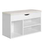 Wooden Shoes Cabinet Bench Hidden Storage Padded Seat