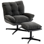 HOMCOM Accent Chair With Footstool, Modern Swivel Lounge Chair
