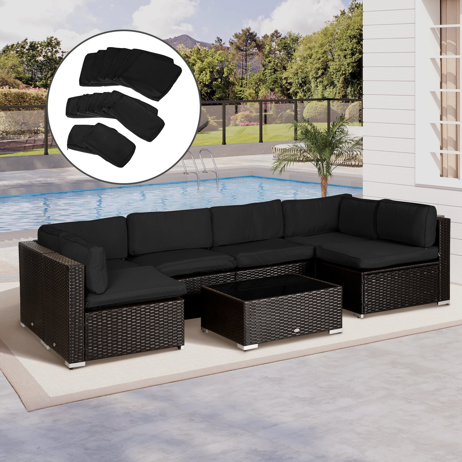 Garden Sofa Set Polyester Cover Replacement No Cushion | Black