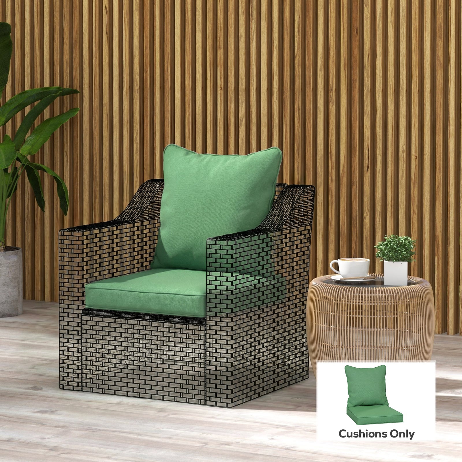 Cushion Set With Seat & Back Pad, Cushion Only | Green
