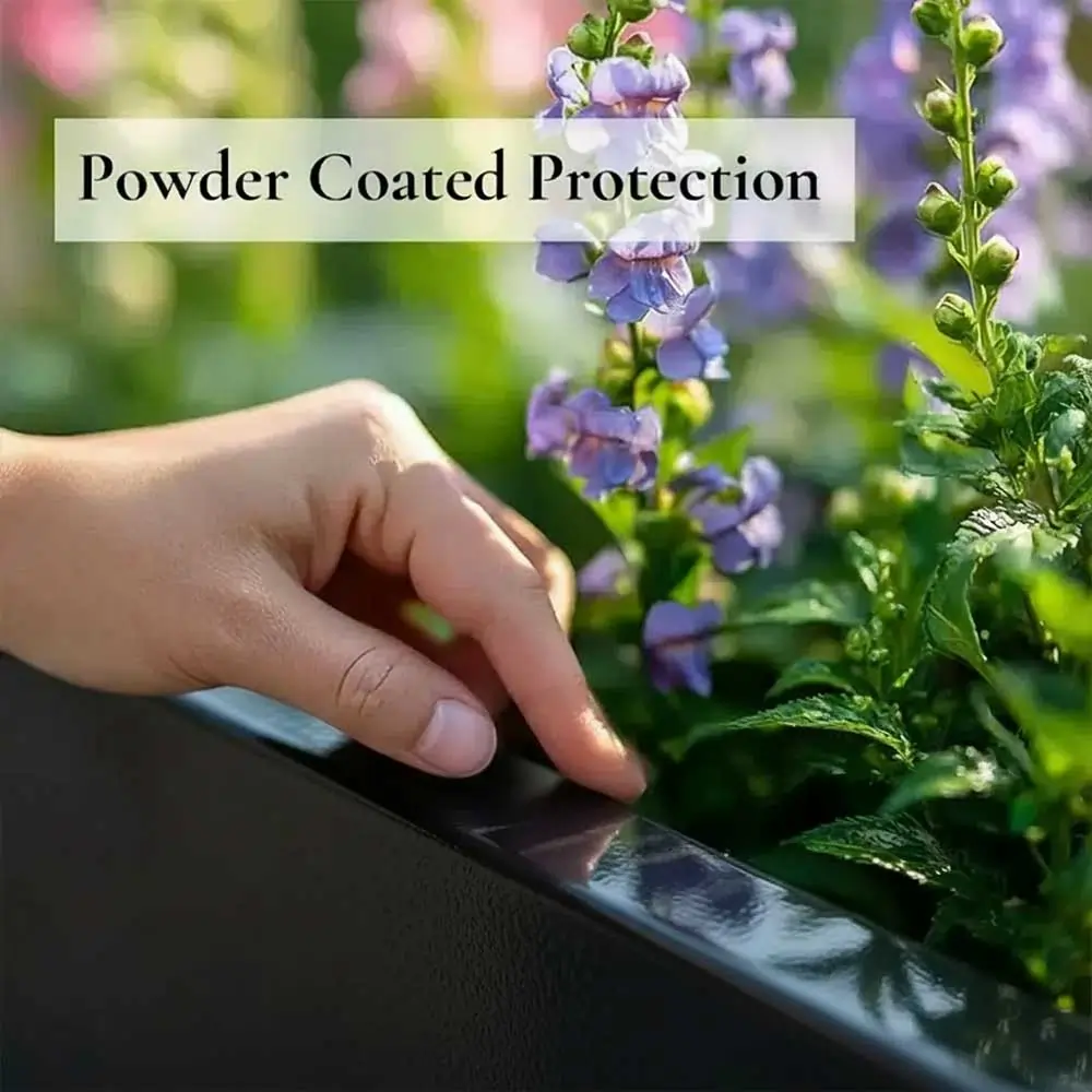 Zinc Galvanised Trough Planter | 120cm x 40cm x 40cm | Black Gloss