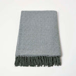 Malda Cotton Throw With Tassels | 150cm x 200cm | Green
