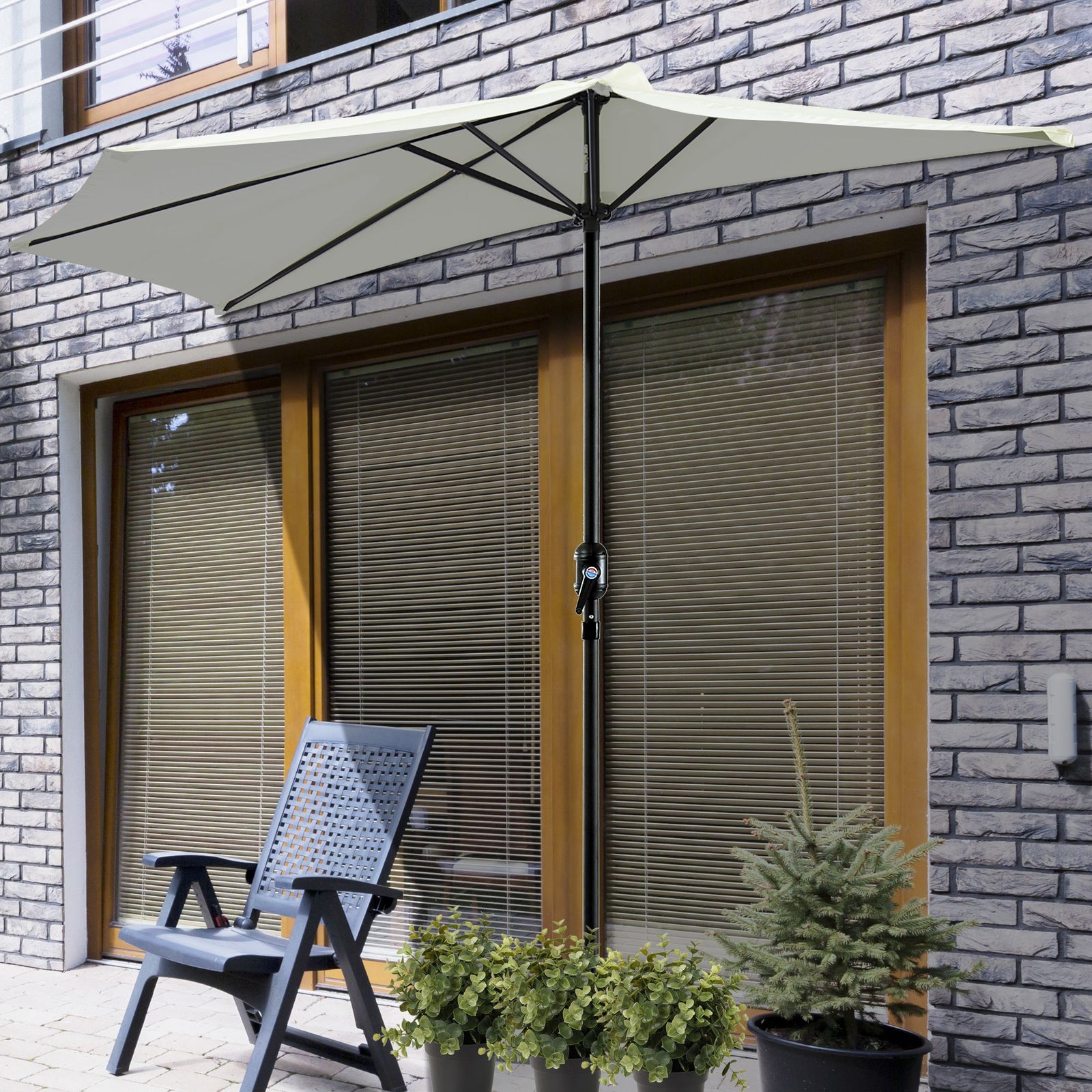 2.7m Half Round Parasol Balcony Shade | Cream