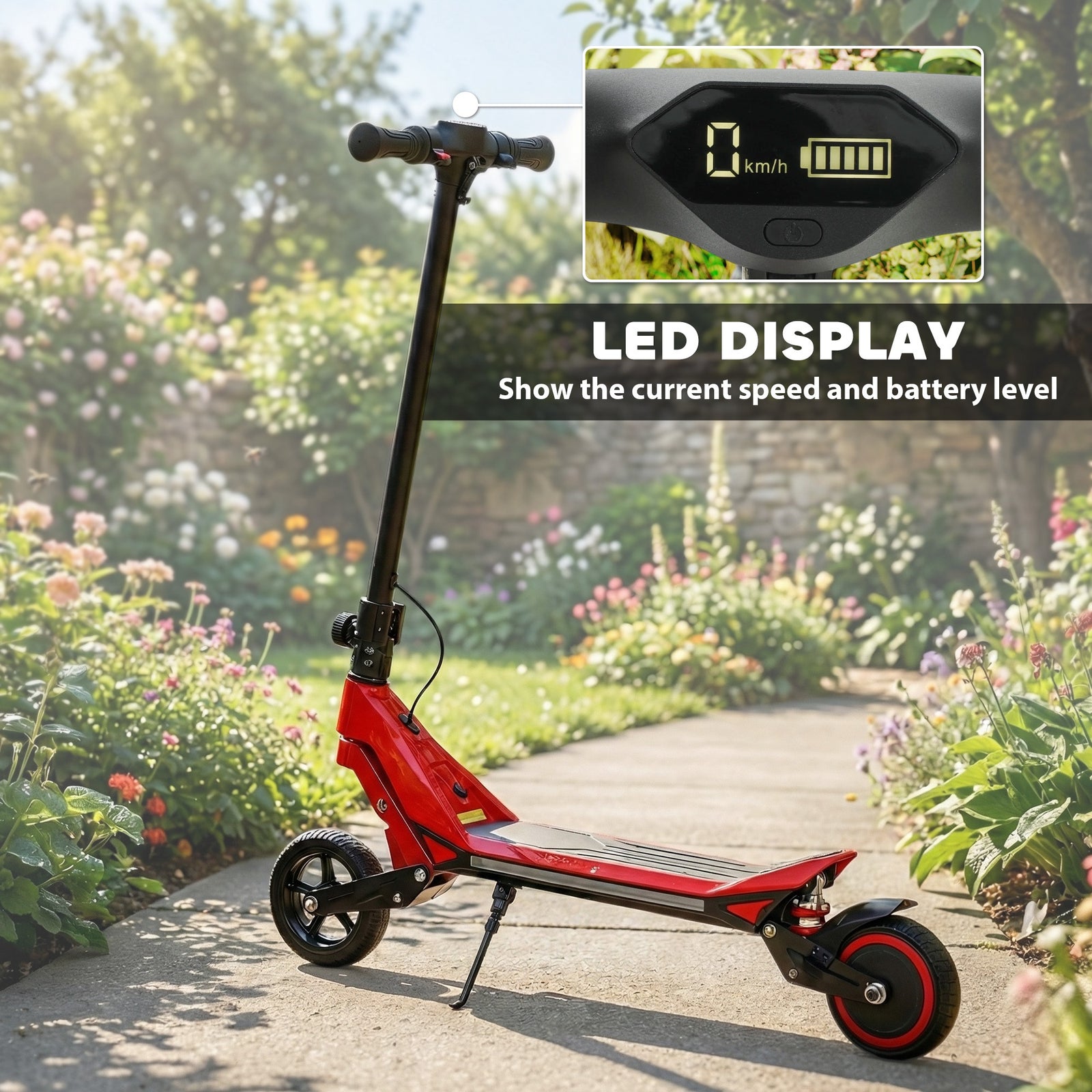 Electric Scooter For Kids, Foldable E Scooter For Age Age 6+ | Red