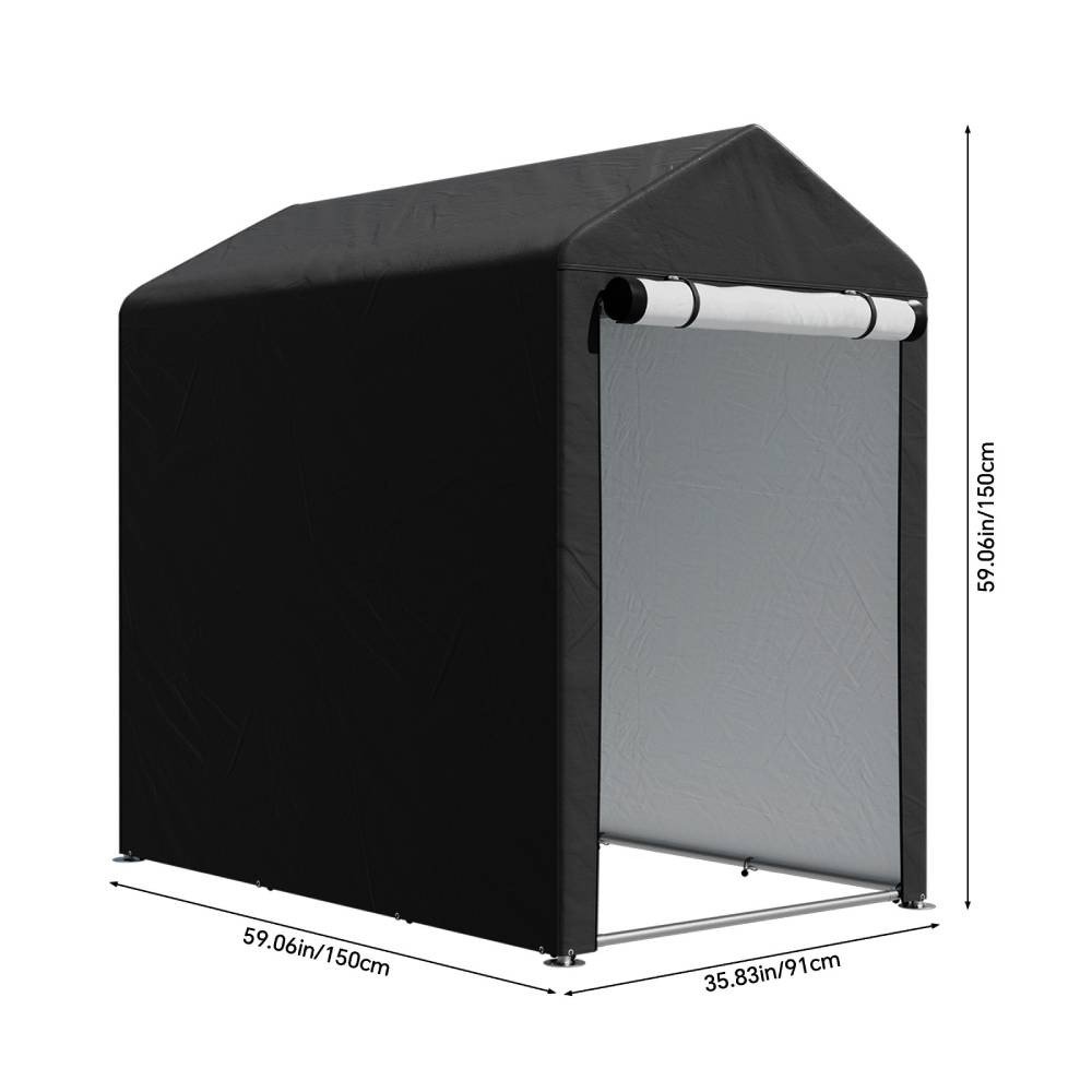 3x5ft Outdoor Storage Shed With Apex Roof – Waterproof Pe Fabric, Galvanized Steel Frame & Roll-up Door