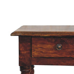 Tall Turned Leg Side Table, 1 Drawer, 2 Open Shelves, Dark Brown | 3 | Brown