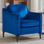 Contemporary Upholstered Armchair – Velvet Accent Chair For Living Room Or Study | Blue