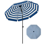 1.8 M Beach Umbrella Parasol With Sand Anchor, Tilt | Blue & White