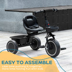 Kids Trike For 2 To 5 Years With Adjustable Seat, Baskets | Black