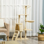 Cat Tree Kitty Activity Centre Scratching Post With Toys 5-tier | Beige