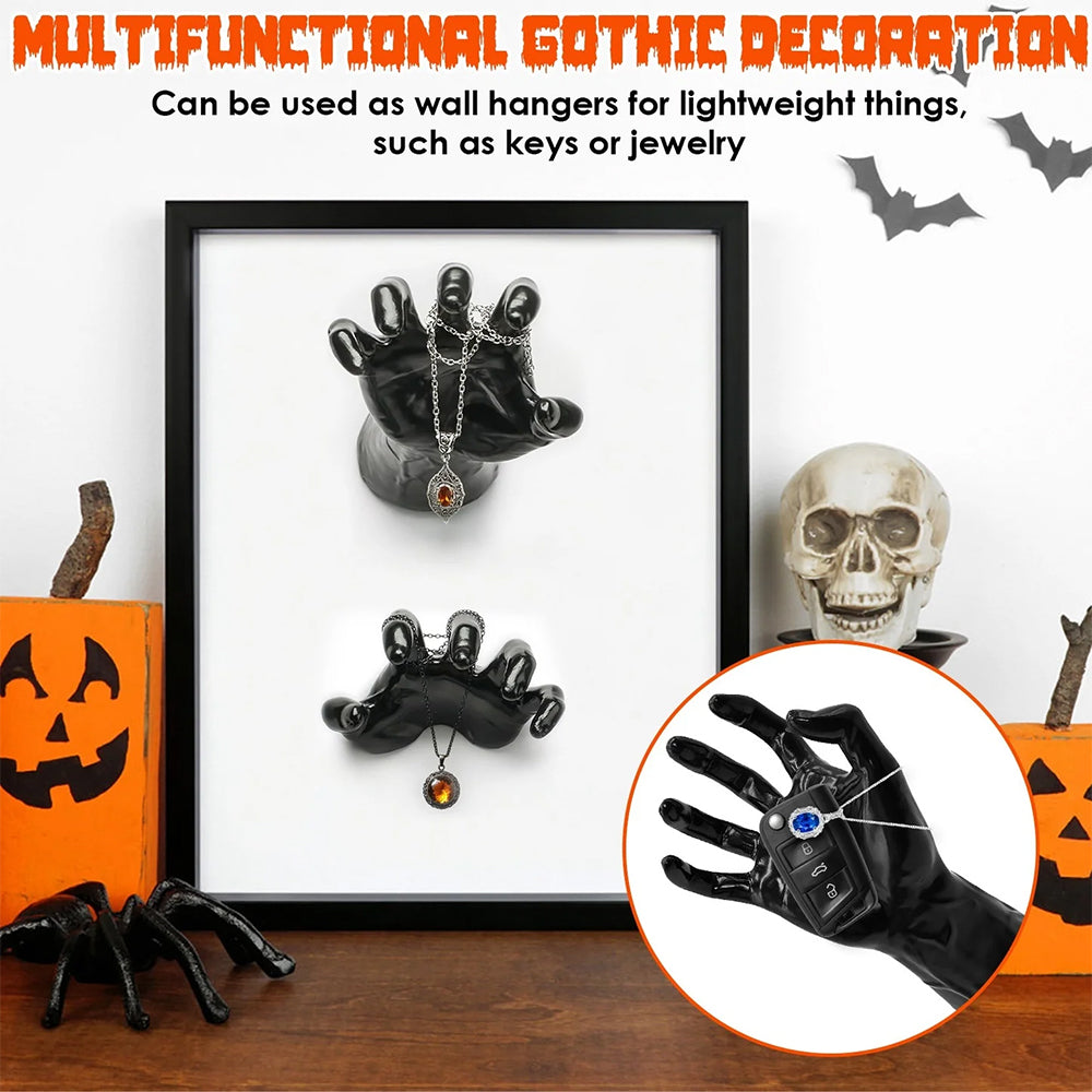 3 Pack Wall-mounted Creepy Reaching Hands With Led Candles Halloween Decors