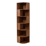 6-tier Wooden Corner Storage Shelf | Walnut