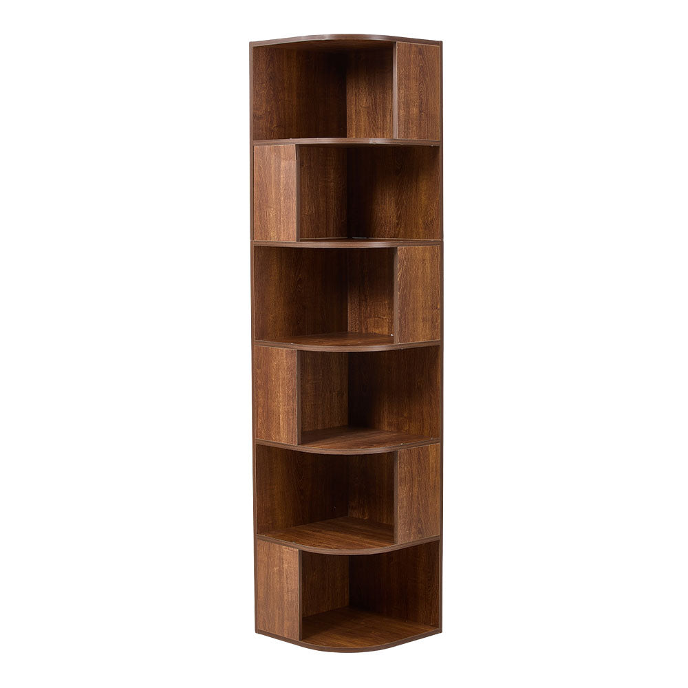 6-tier Wooden Corner Storage Shelf | Walnut