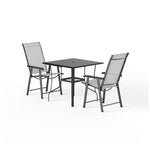 3-pieces Patio Dining Sets Metal Slatted Coffee Table With Foldable Chairs