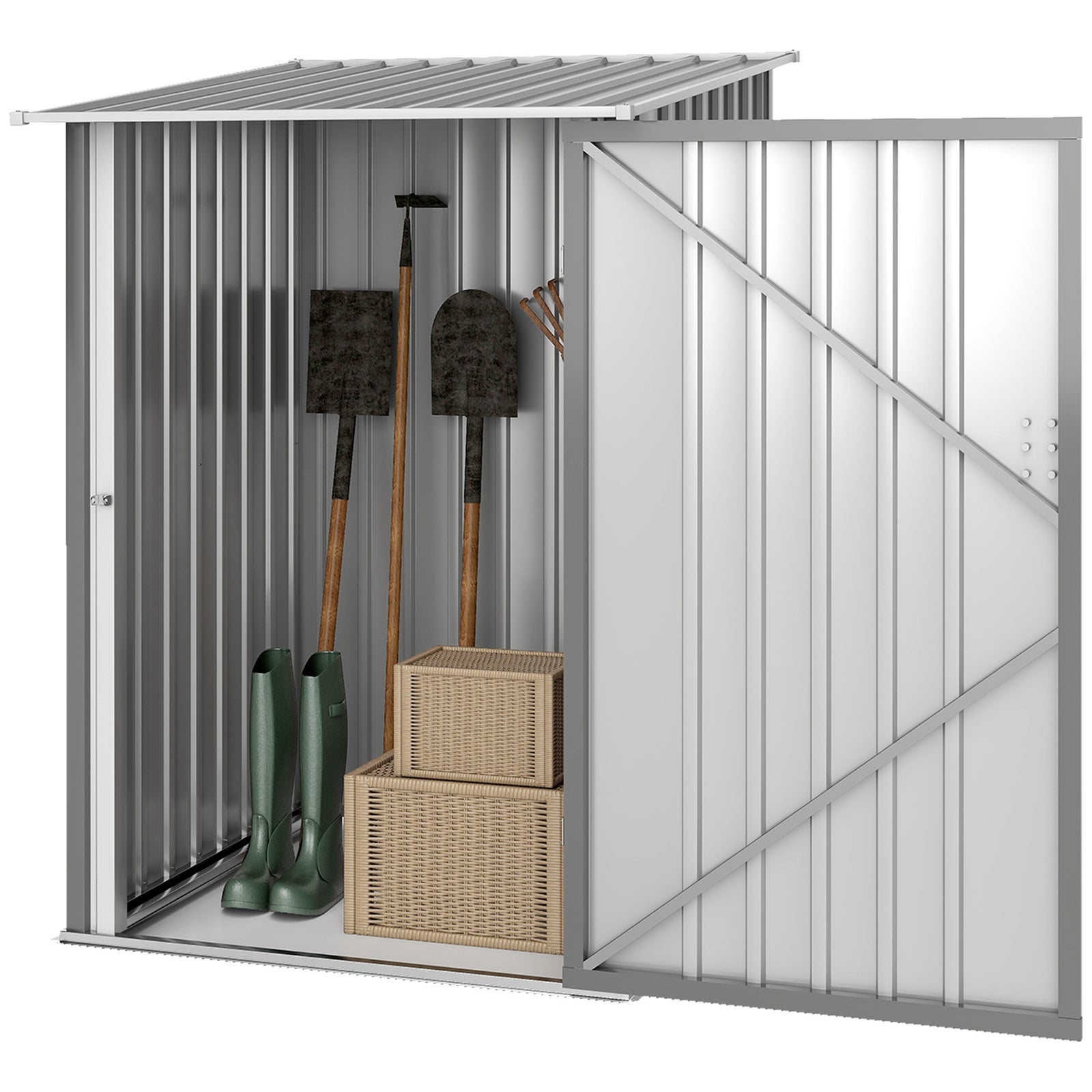 3.3ft X 3.4ft Outdoor Storage Shed Steel Garden Shed | Grey