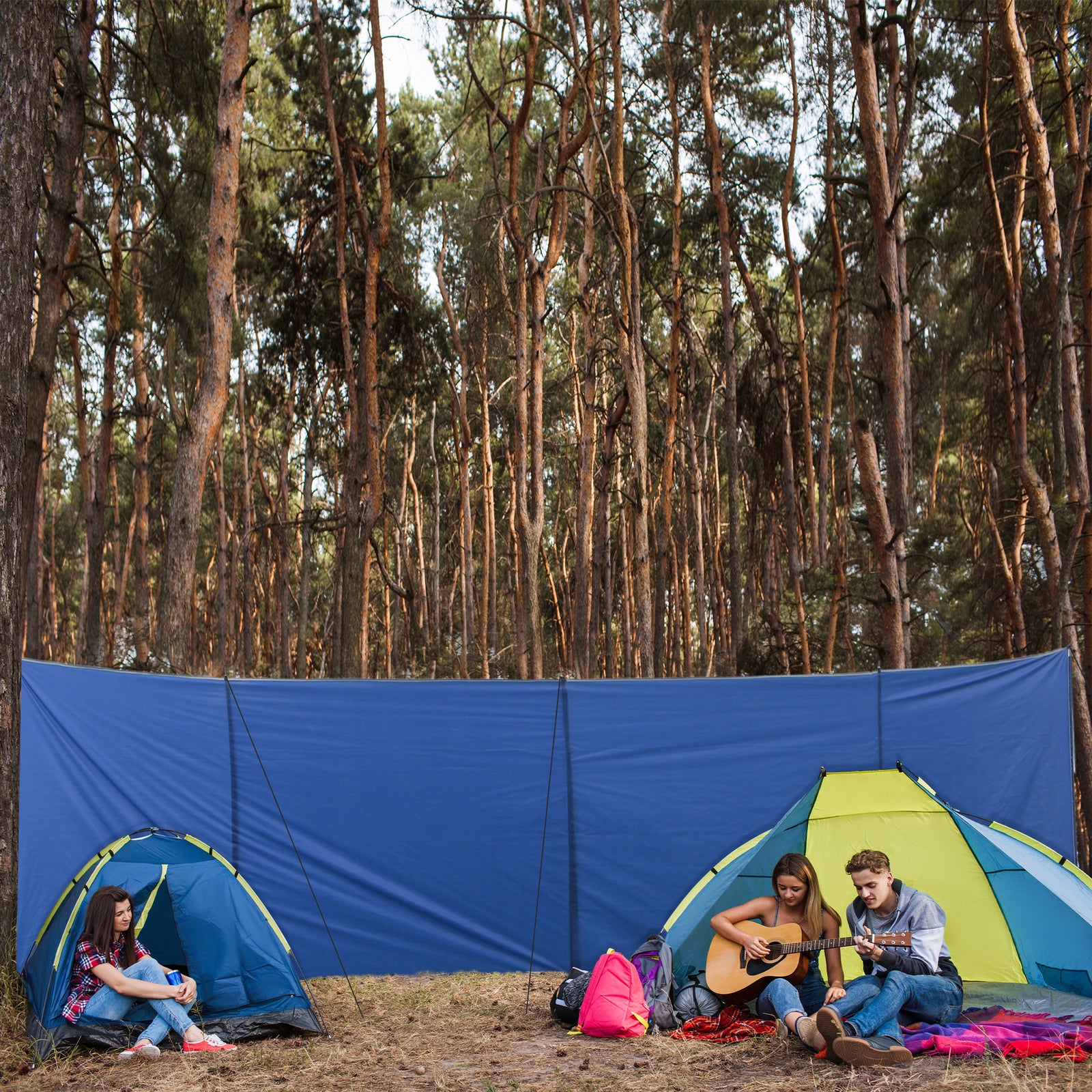 Camping Windbreak Foldable Wind Blocker | Blue