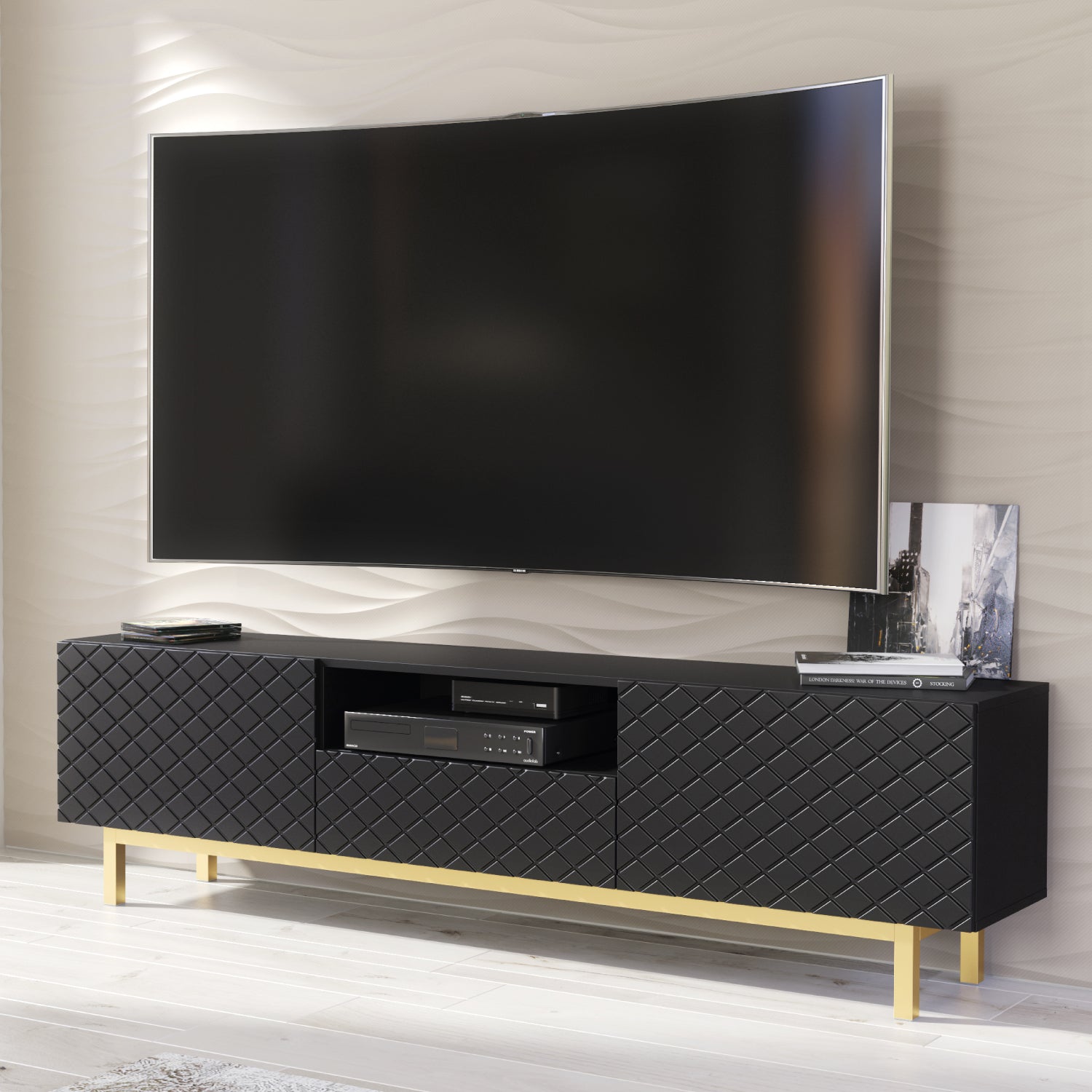 Diamond Luxe Tv Unit 180cm - Deco | Black