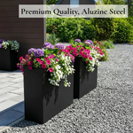 Long Zinc Galvanised Tall Trough Planter | 75cm x 25cm x 90cm | Matte Black