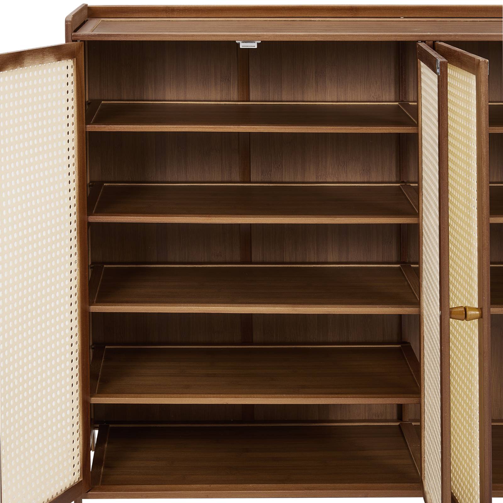 Modern Bamboo Shoe Cabinet – 4-door Textured Storage Unit With 6 Tiers For Stylish And Functional Entryway Organization