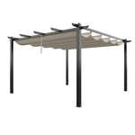 4m X 4m Outdoor Aluminium Pergola With Retractable Roof, Pu-coated Water-resistant Canopy,black Frame Patio Shelter For Garden, Backyard | Beige