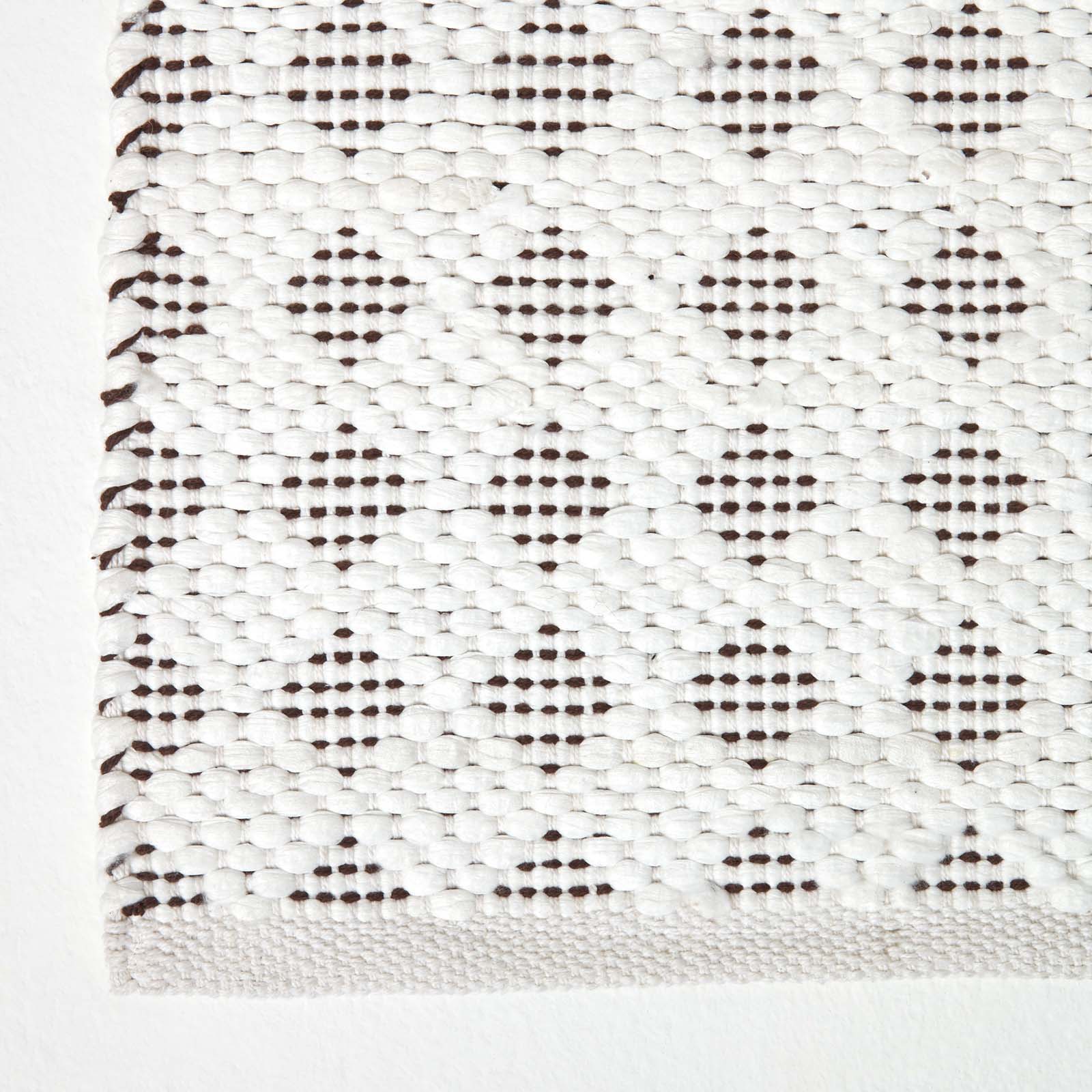 White Geometric Black Diamond Chindi Rug | 150cm x 240cm | White