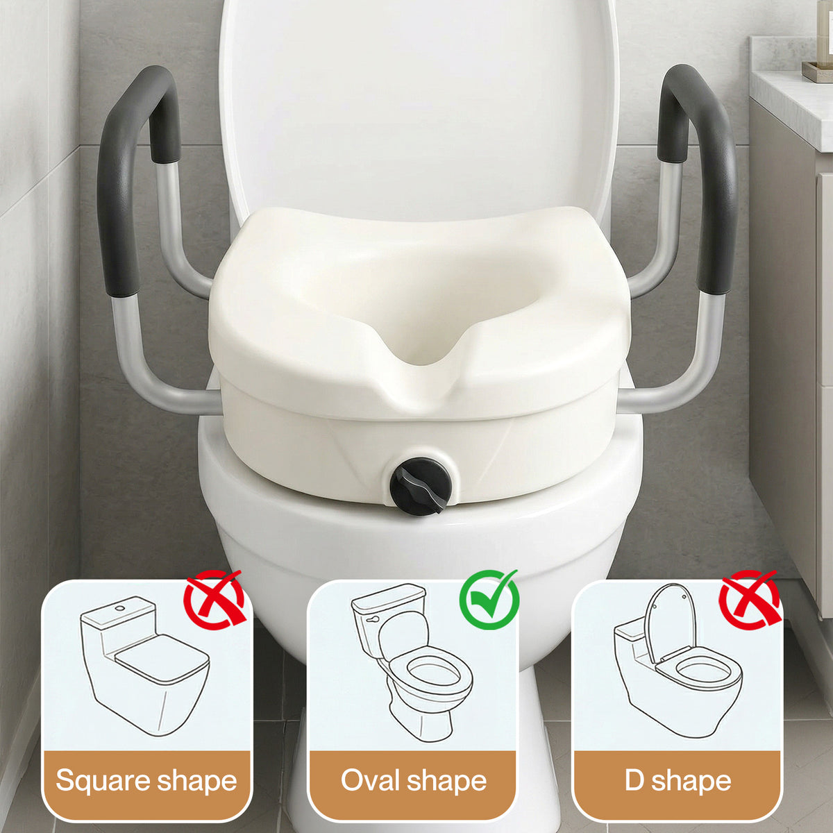 Raised Toilet Seat 12cm Riser With Adjustable Arms For Elderly Disabled | White