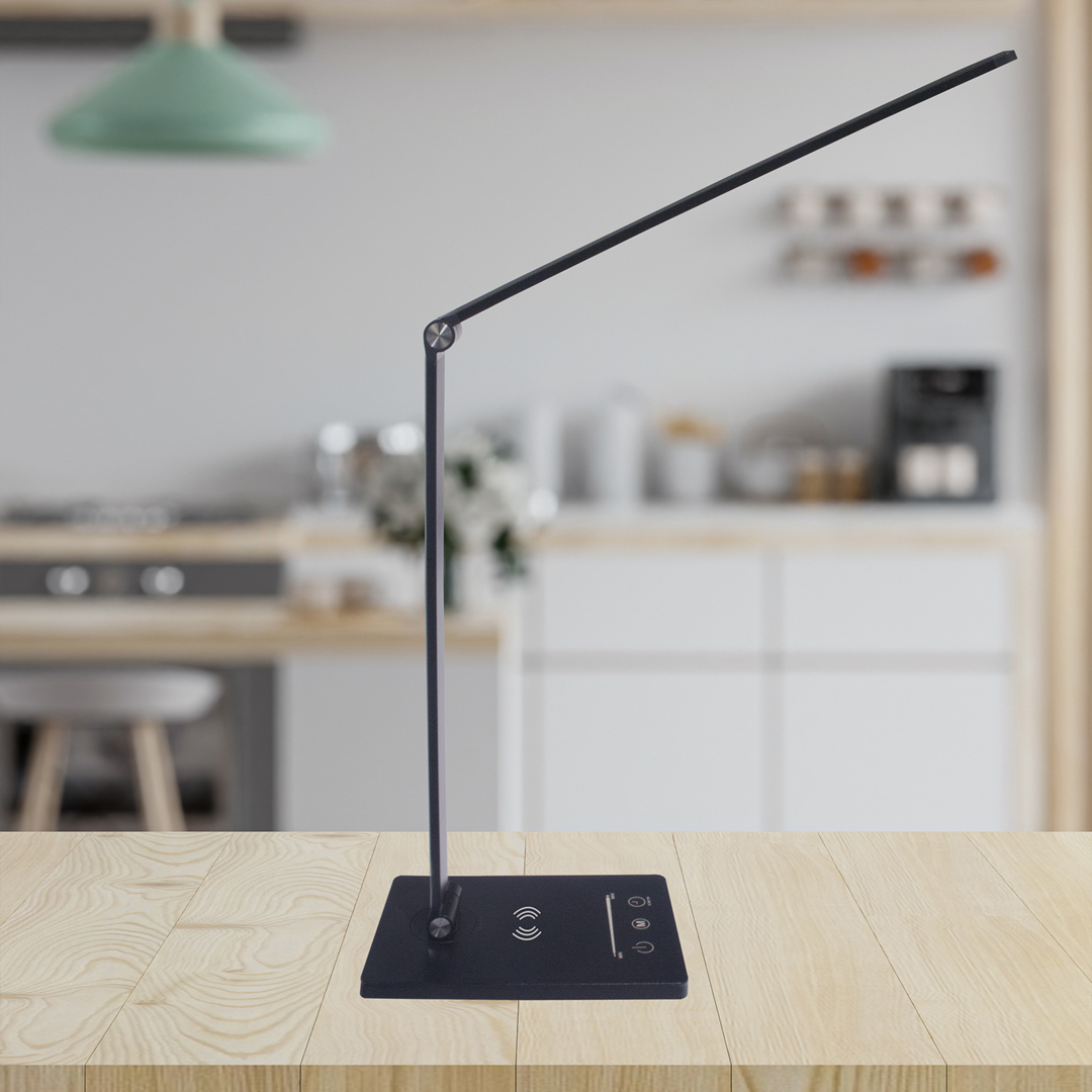 Vario Designer Desk Lamp Wireless Phone Charging Adjustable Dimmable Great For Home Office | Black