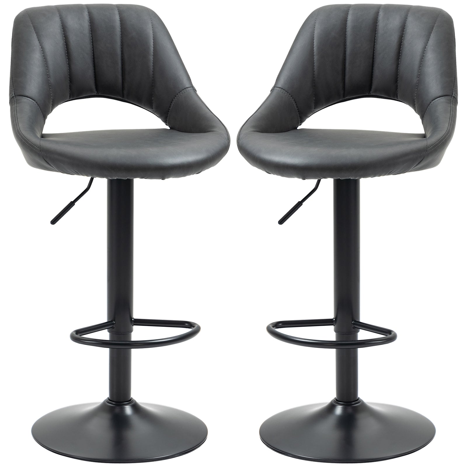 Barstools Set Of 2 Swivel Pu Leather