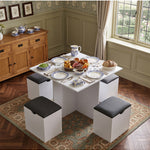 Living and Home Kitchen Dinning Table & Storage Stools Set