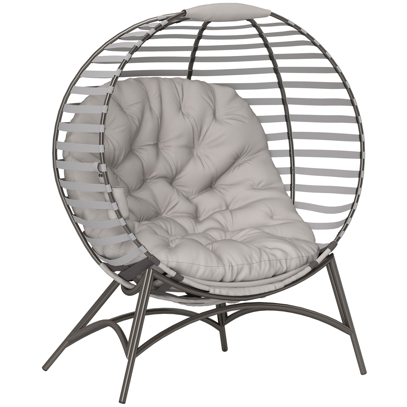 Egg Chair W/ Cushion, Light Grey