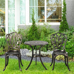 Outsunny 3 Piece Patio Bistro Set Outdoor Table Set W/ Umbrella Hole