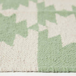 Turin Green & Natural Kilim Cotton Rug | 200cm | Green